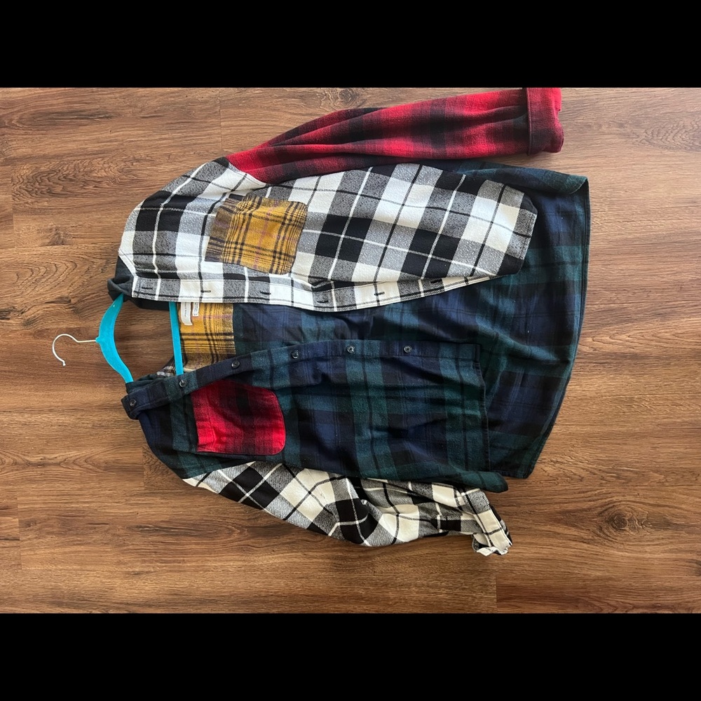 Urban outfitters multi plaid flannel hoodie